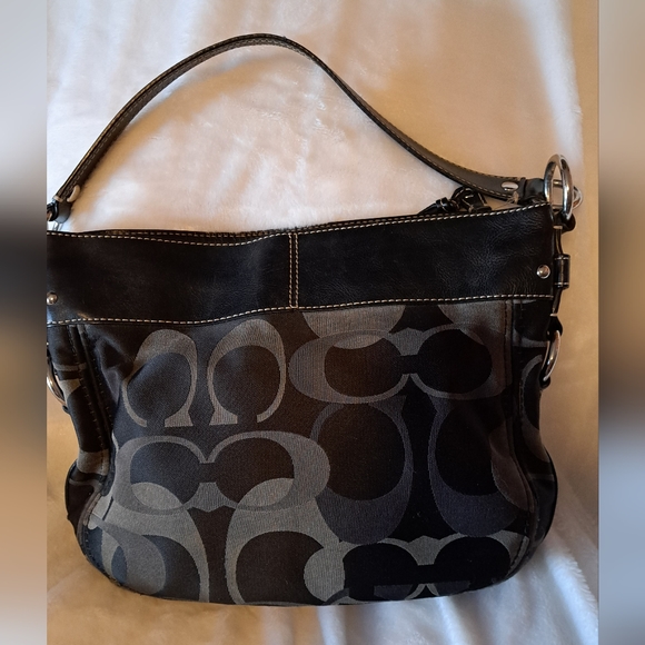GENUINE COACH LEATHER AND JACQUARD CONVERTIBLE BUCKET BAG - Picture 2 of 16